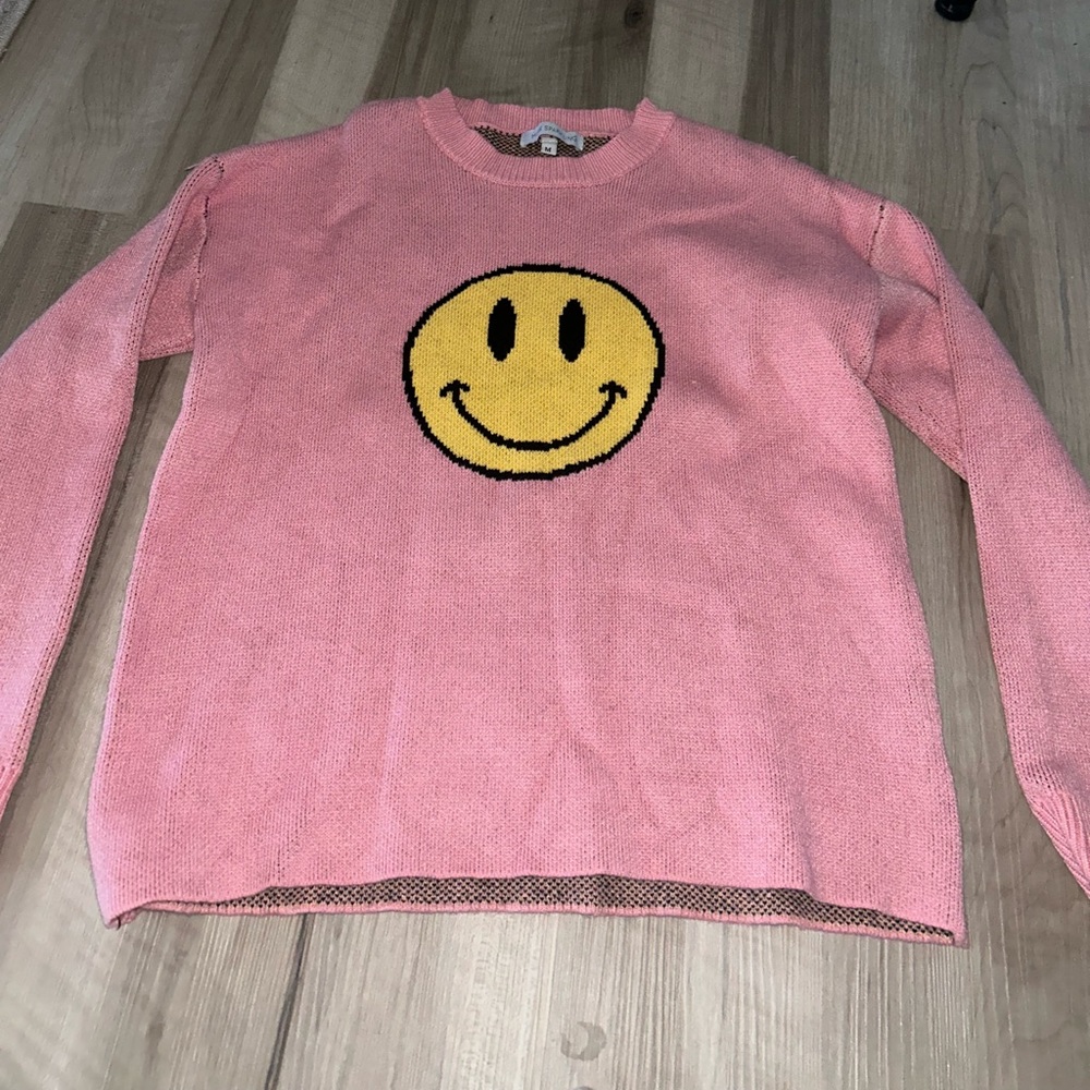 Pink Smiley Face Sweater